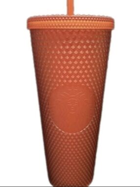 Starbucks Tumbler Red Matte Diamond Studded 24 oz w/ STRAW Holiday Limited Z83